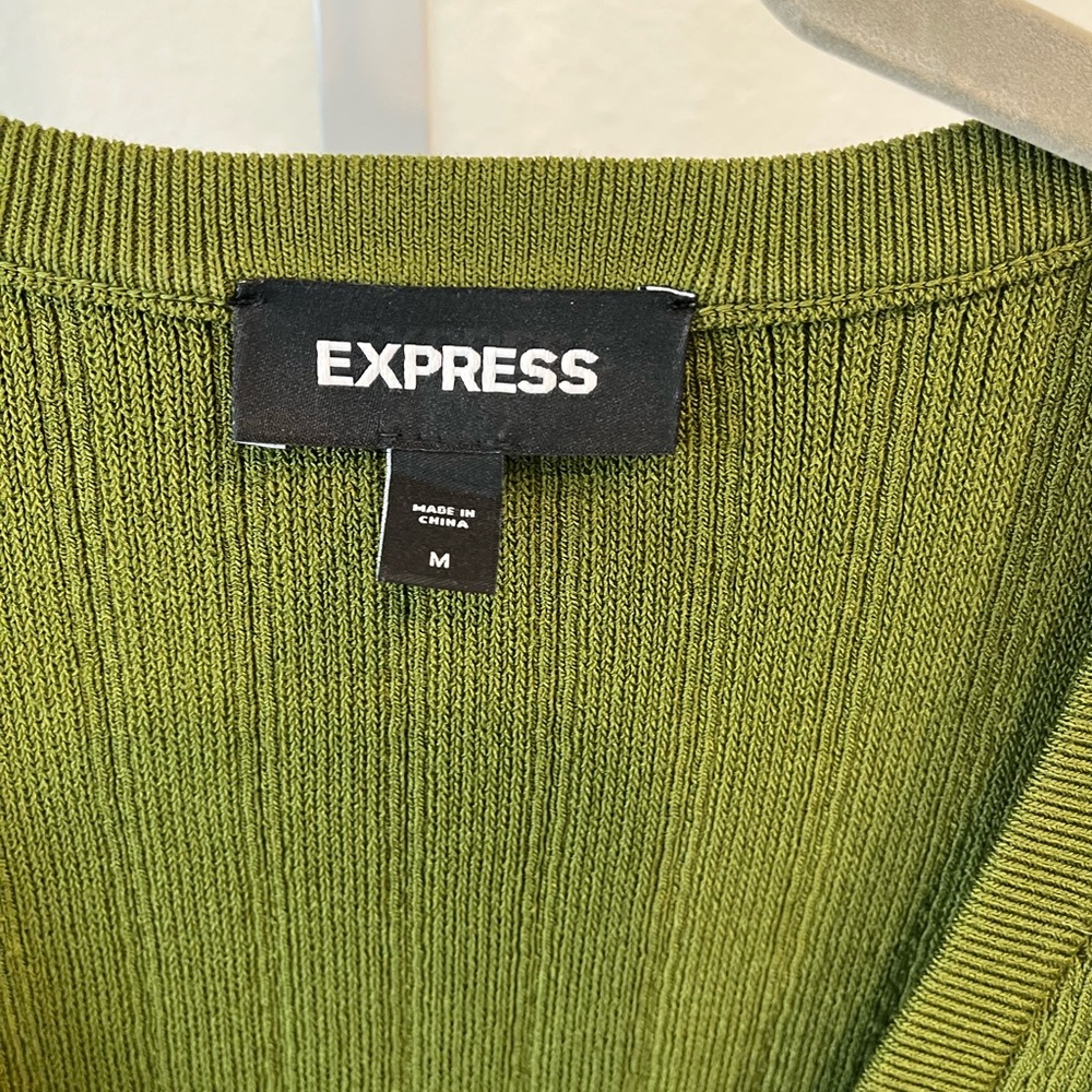 Express Olive Ribbed Knit Bodysuit - Picture 3 of 6